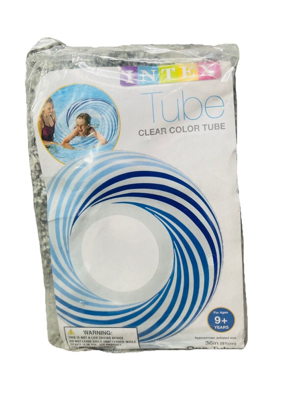 Intex Tube Clear Color Tube 36 Inches Inflated Blue White Swimming New